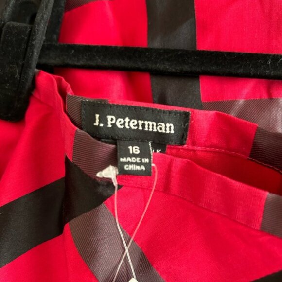 J. Peterman Windowpane Plaid Check Maxi Skirt Silk Blend Red Black Holiday Sz 16 - Picture 6 of 8